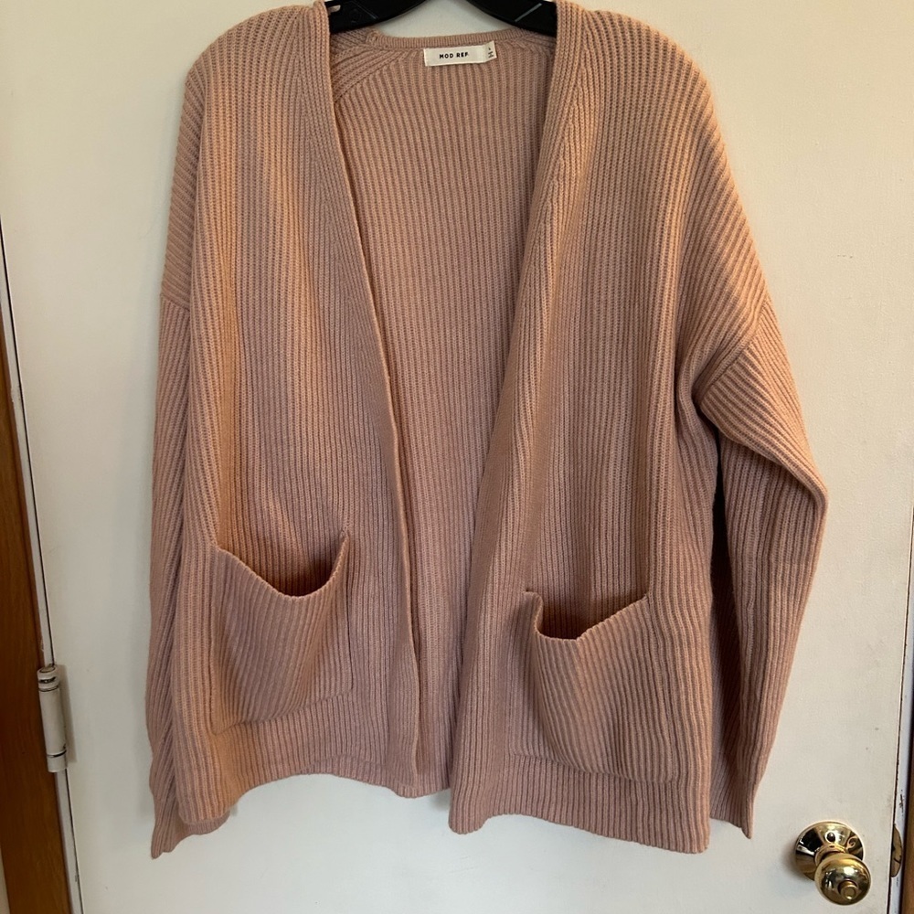 Mod Ref Briggly Cardigan Large acrylic nylon blend open front hooded cardigan